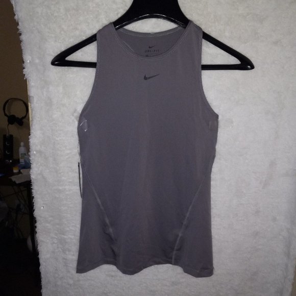 NWT! NIKE Pro Dri-Fit Racerback Slim Fit Tank Top Heathered Gray Women's… - Picture 12 of 12